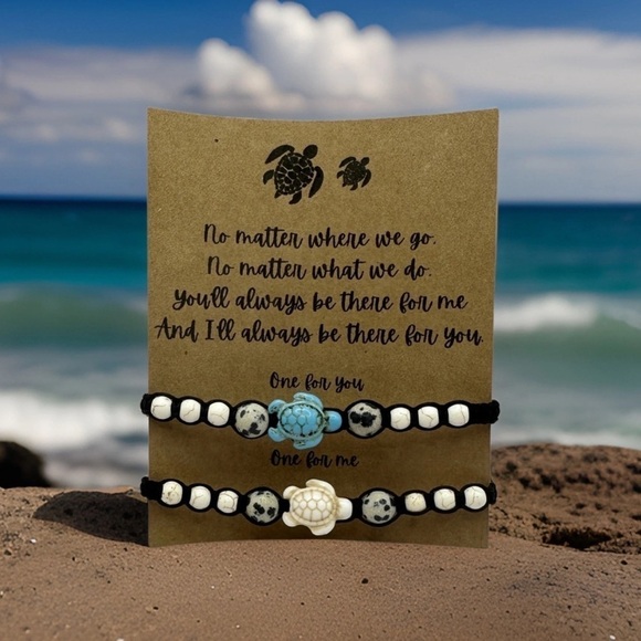 Sea Turtle Beaded Charm Bracelets for Best Friends - Picture 1 of 9